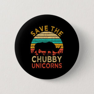 Save The Chubby Unicorns Vintage Funny Rhino Anima Button
