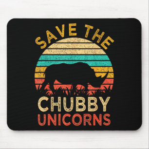 Save The Chubby Unicorns Vintage Funny Rhino Anima Mouse Pad