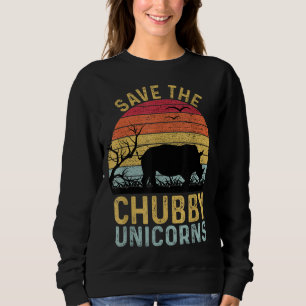 Save The Chubby Unicorns Vintage Funny Rhino Anima Sweatshirt