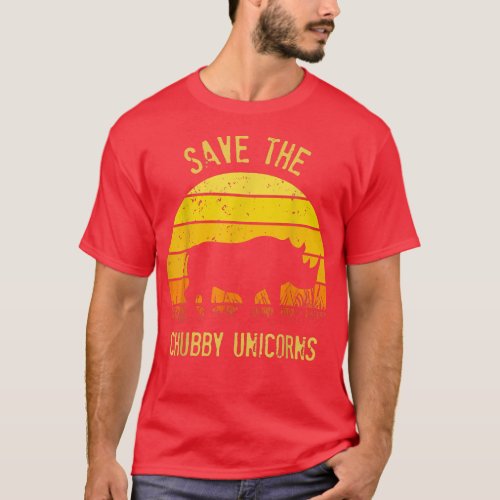 Save The Chubby Unicorns Vintage Funny Rhino Anima T_Shirt