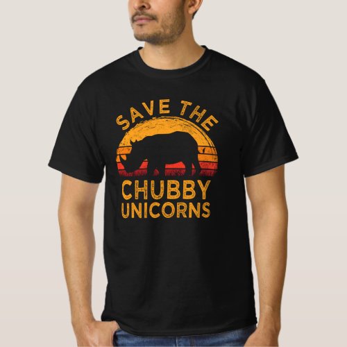 Save The Chubby Unicorns Vintage Funny Rhino Anima T_Shirt