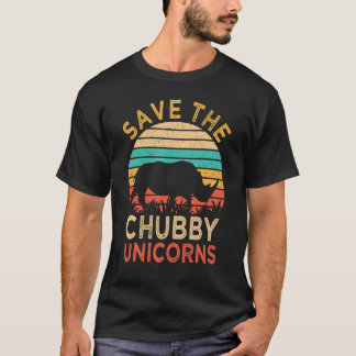 Save The Chubby Unicorns Vintage Rhino Animal Rig T-Shirt