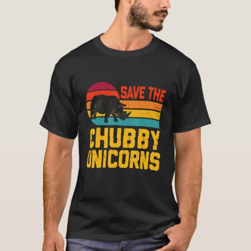 Save The Chubby Unicorns Vintage  Rhino Animal Rig T_Shirt