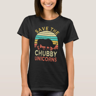 Save The Chubby Unicorns Vintage Rhino Animal Righ T-Shirt