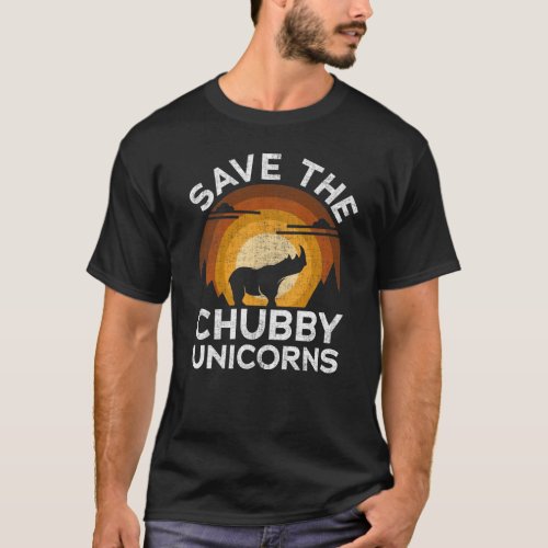 Save The Chubby Unicorns Vintage Rhino Animal T_Shirt
