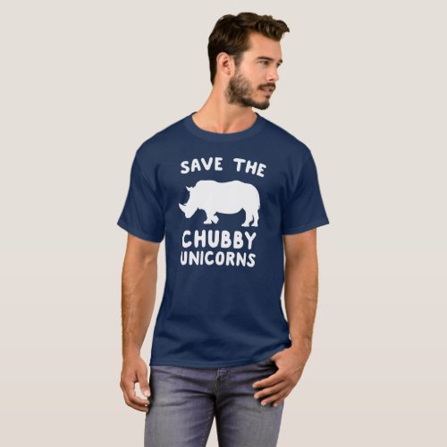 Save the Chubby Unicorns with Rhino Silhouette T_Shirt