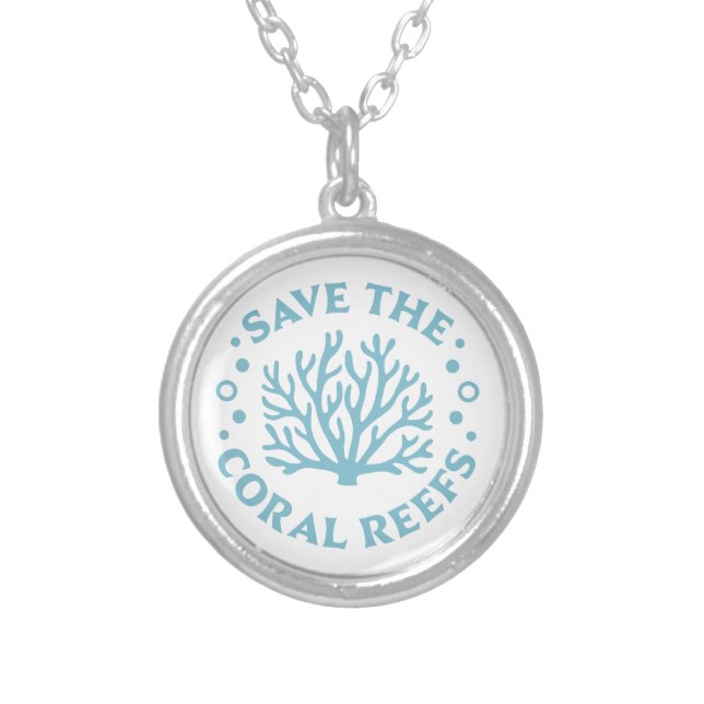 Save the coral reefs silver plated necklace (Front)