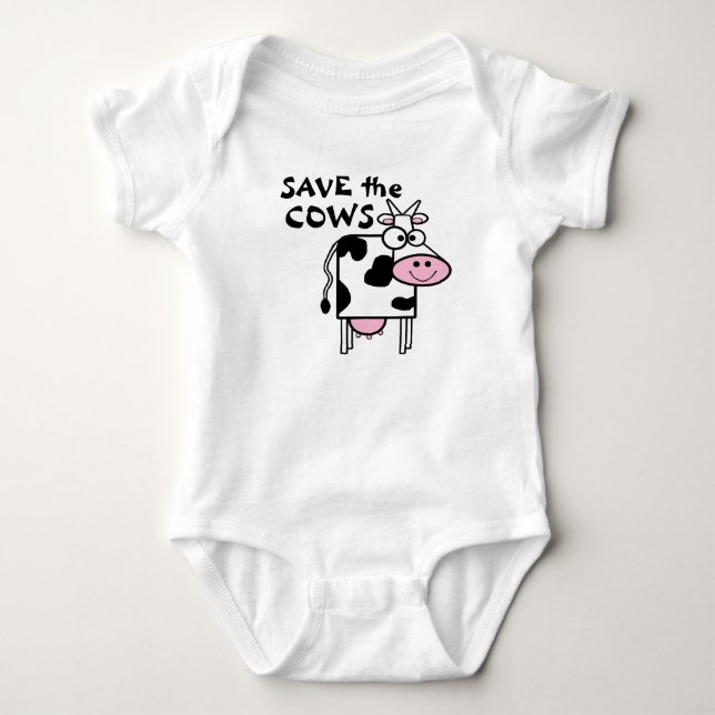 Save The Cows Cute Animal Print Baby Bodysuit (Front)