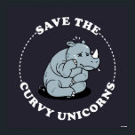 Save The Curvy Unicorns Poster<br><div class="desc">"Save The Curvy Unicorns" rhino graphic designed by bCreative shows a sad rhinoceros sitting down! This makes a great gift for family, friends, or a treat for yourself! This funny graphic is a great addition to anyone's style. bCreative is a leading creator and licensor of original, trendy designs and properties....</div>
