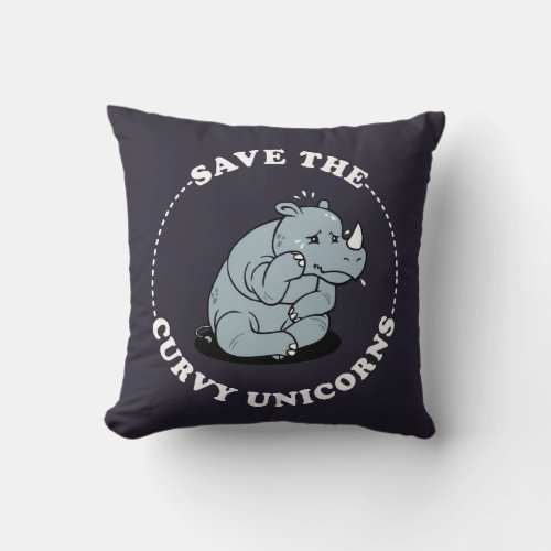 Save The Curvy Unicorns Throw Pillow