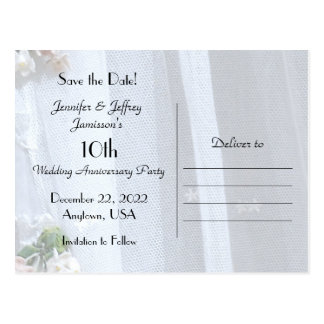 Save the Date 10th Anniversary Announcement Postcard