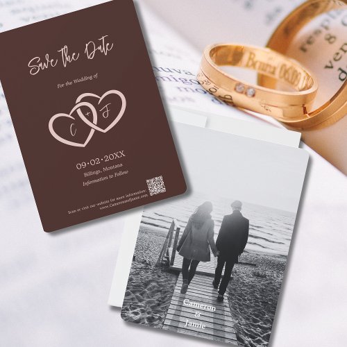 Save the Date 2 Hearts Intertwined with Initials Invitation