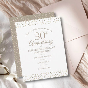Save the Date 30th Anniversary Hearts Confetti Announcement Postcard