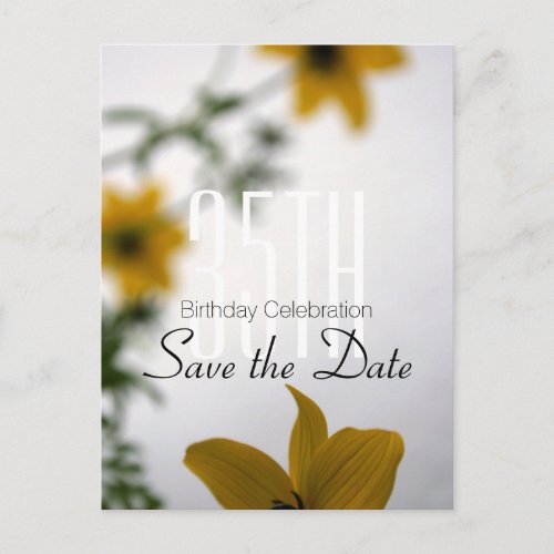 Save the Date 35th Birthday Spring Flowers Announcement Postcard