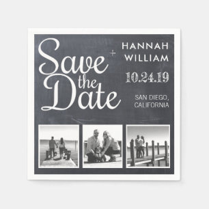 Save the Date 3 Photo Chalkboard Napkins