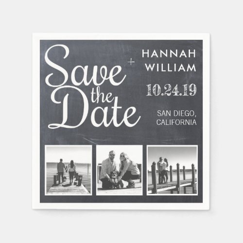 Save the Date 3 Photo Chalkboard Napkins