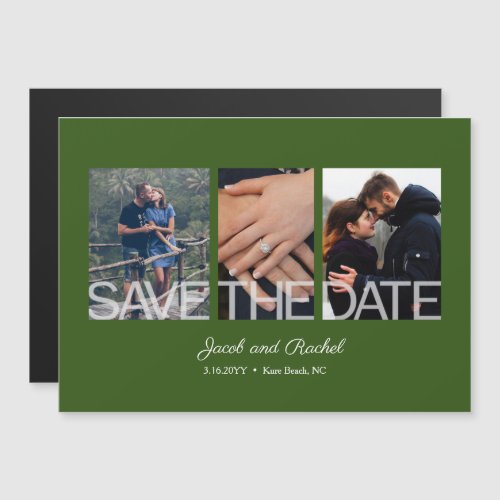 Save the Date 3_Photo Collage Forest Green Magnet