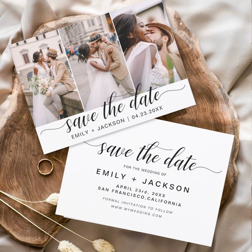 Save the Date 3 Photo Elegant Editable Modern