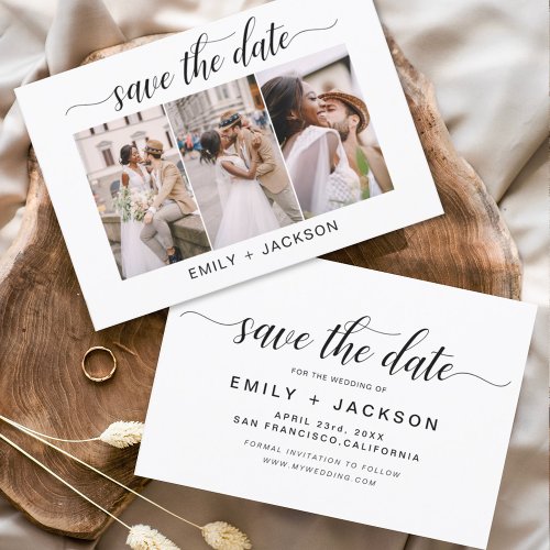 Save the Date 3 Photo Elegant Editable Modern