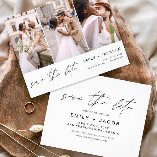 Save the Date 3 Photo Elegant Editable Modern Flyer