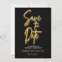 Save the Date 3d Text Minimalist in Black and Gold