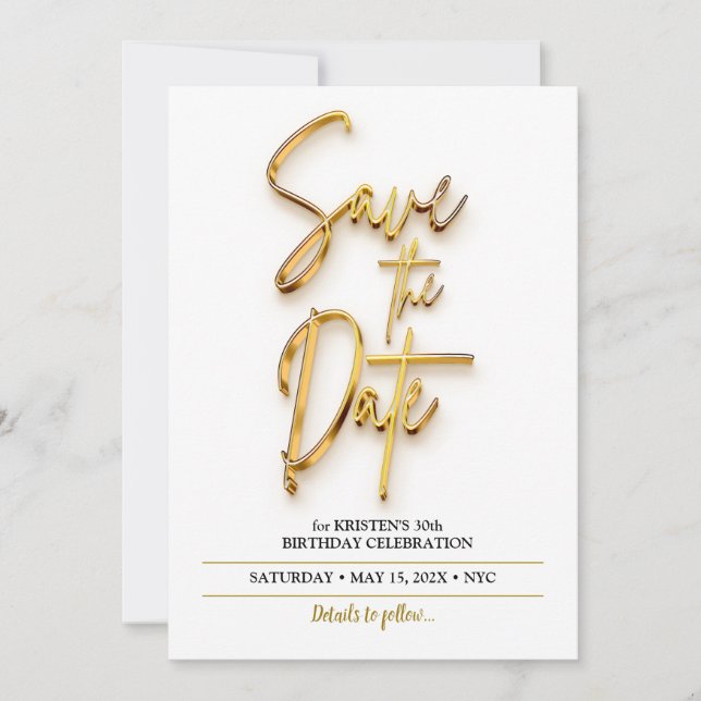 Save the Date 3d Text Simple and Minimalist Invitation (Front)