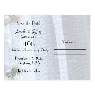 Save the Date 40th Anniversary Announcement Postcard