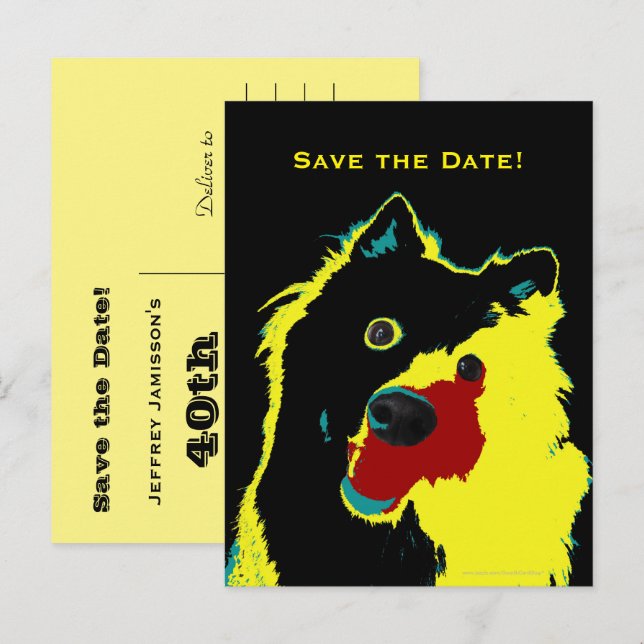 Save the Date 40th Birthday Happy Dog Announcement (Front/Back)