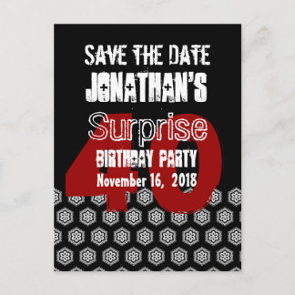 Save the Date 40th SURPRISE Birthday Party B001 Announcement Postcard