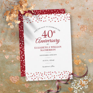  Save the Date 40th Wedding Anniversary Ruby Chic Invitation