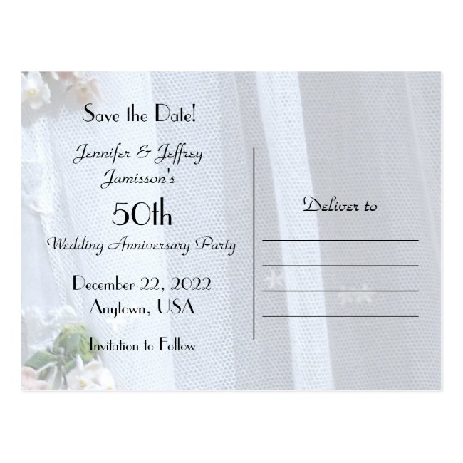 Save the Date 50th Anniversary Announcement Postcard