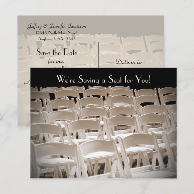 Save the Date 50th Anniversary Party Sepia Chairs Announcement Postcard (Front/Back)