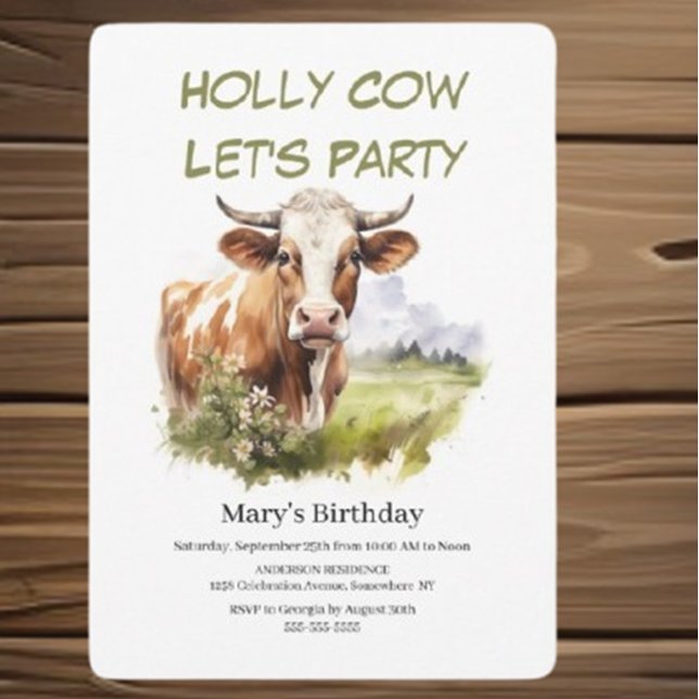 save the date 50th Birthday cow Invitation (Celebrate a milestone with our charming 50th Birthday cow invitation!)