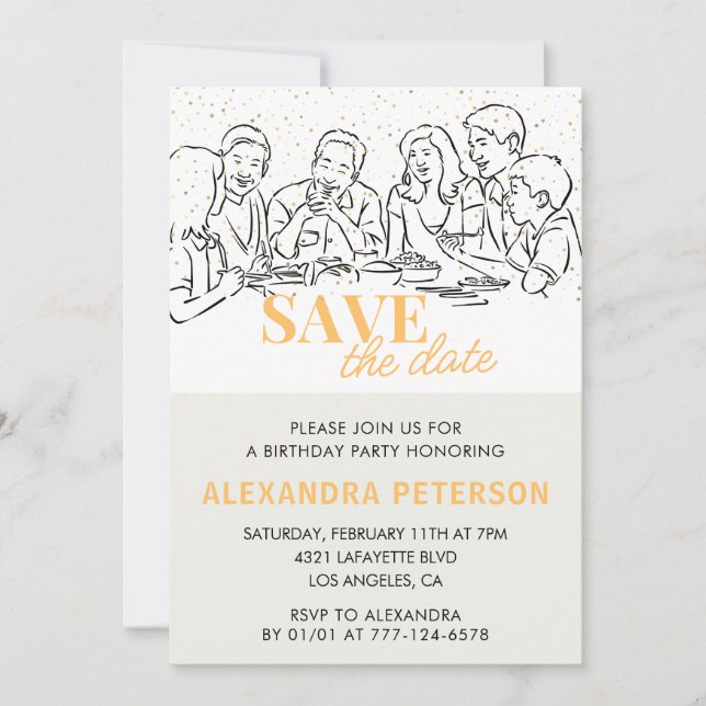 Save the date 51st birthday invitations Dinner (Front)