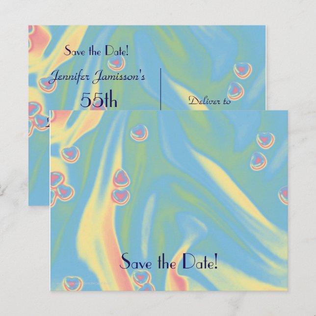 Save the Date 55th Birthday Celebration Pastel Announcement Postcard (Front/Back)