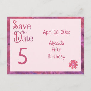 Save the Date 5th Birthday for a Girl Announcement Postcard