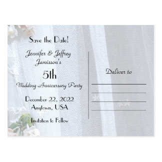 Save the Date 5th Wedding Anniversary Announcement Postcard