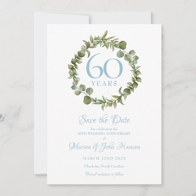 Save the Date 60th Anniversary Greenery Garland (Front)