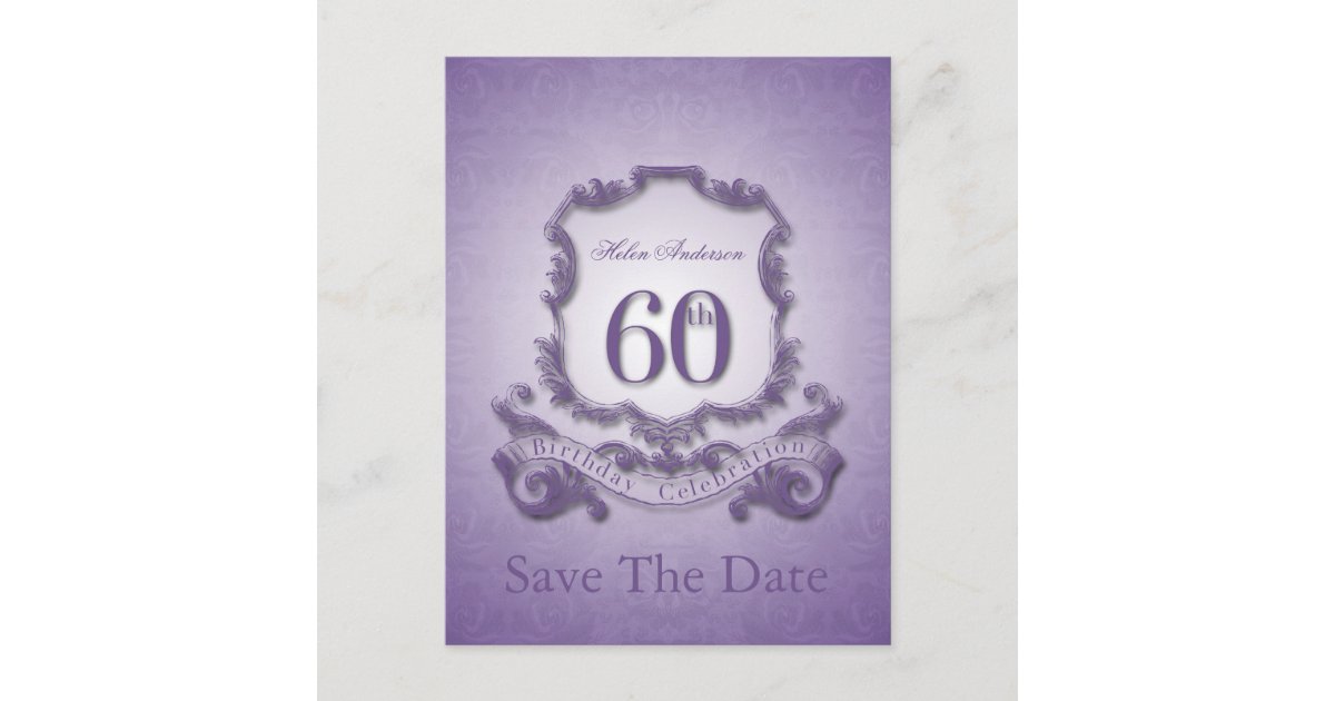 Save the Date 60th Birthday Personalized Postcard | Zazzle