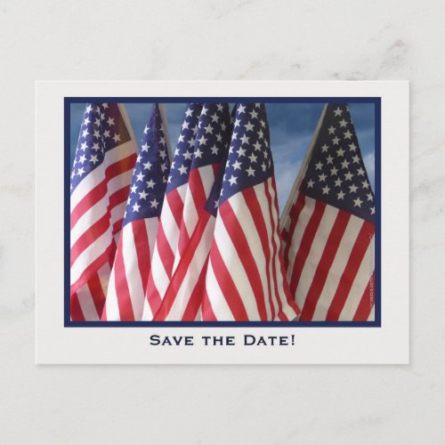 Save the Date 70th Birthday Party American Flags Announcement Postcard