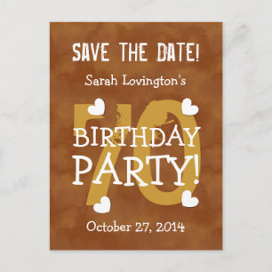 Save the Date 70th Birthday Party V70B GOLD Announcement Postcard