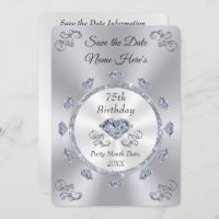 Save the Date 75th Birthday Party, Diamond Jubilee