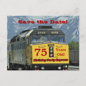 Save the Date 75th Birthday Party Postcard Train