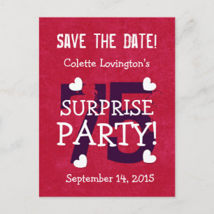 Save the Date 75th Surprise Birthday S75B RED Announcement Postcard