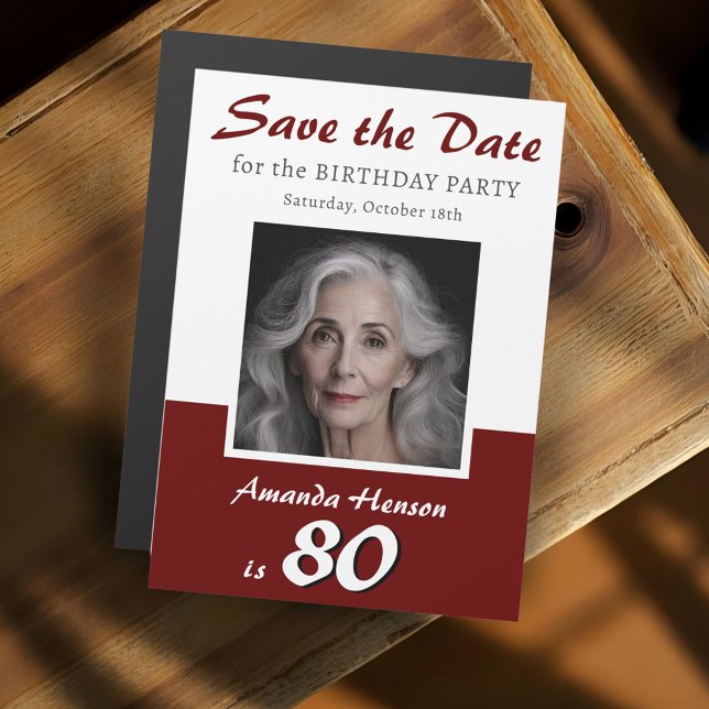 Save the Date 80th Birthday Party Photo Magnet (Creator Uploaded)