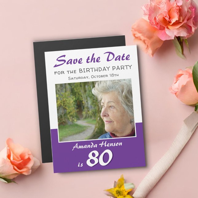 Save the Date 80th Birthday Party Photo Magnet (Creator Uploaded)