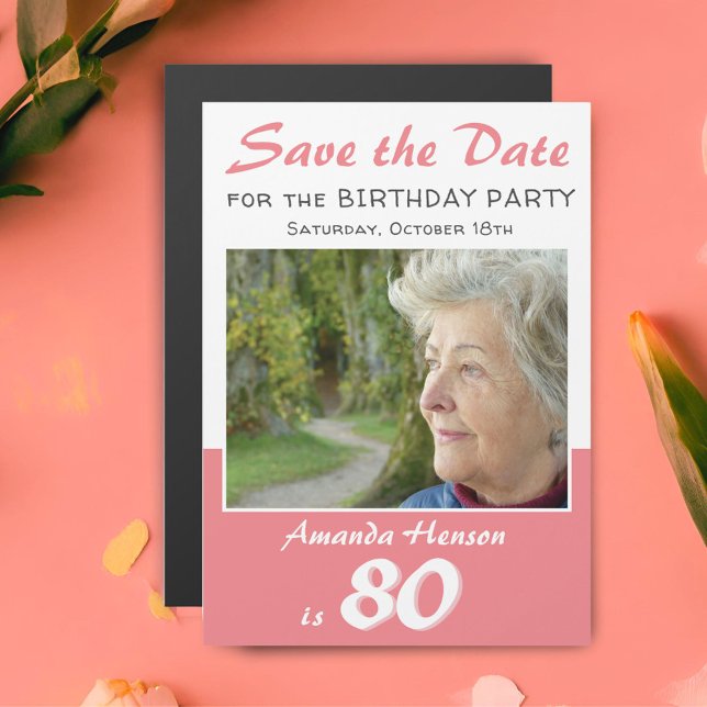 Save the Date 80th Birthday Party Photo Magnet (Creator Uploaded)