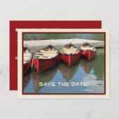 Save the Date 80th Birthday Red Canoes, Name,   Announcement Postcard (Front/Back)