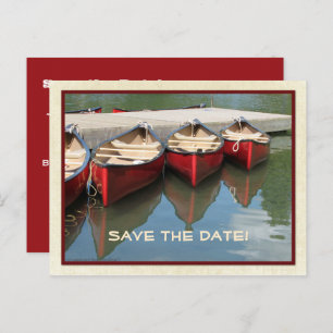 Save the Date 80th Birthday Red Canoes, Name, Announcement Postcard