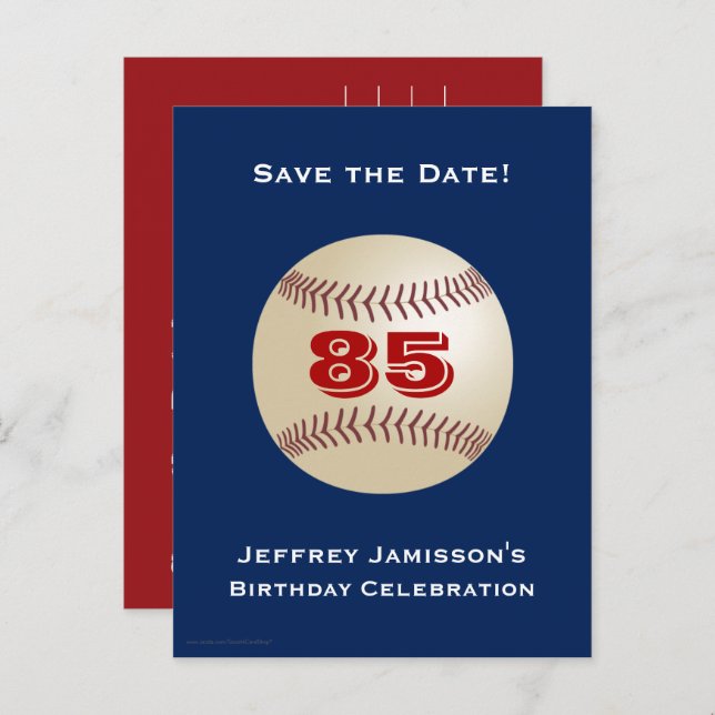 Save the Date 85th Birthday Baseball Postcard (Front/Back)